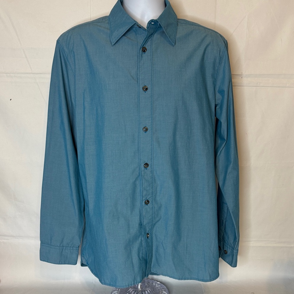 The North Face Teal Long Sleeve Button-Up Shirt Men Size Large
